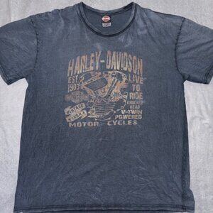 Harley‑Davidson Dodge City Kansas Graphic T‑Shirt Men’s 2XL Gray Biker Tee 2000s